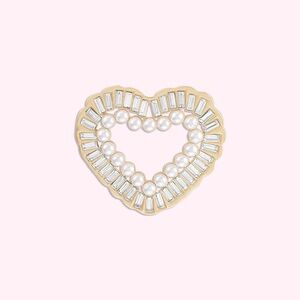 Stoney Clover Lane Pearl & Crystal Open Heart Brooch